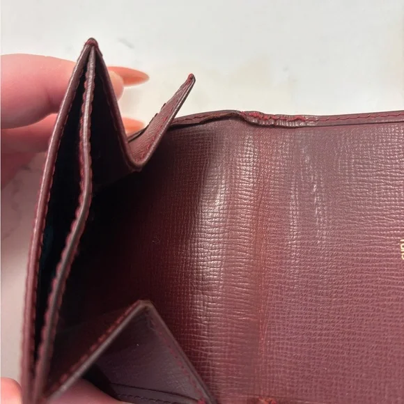 Cartier Burgundy Leather Money Pouch with Textured Pattern and Metallic Accents - Picture 4 of 6